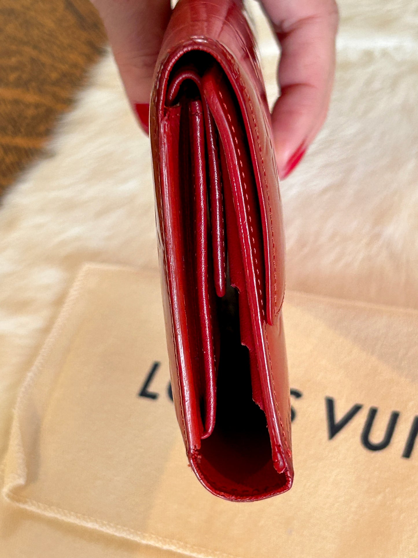 Louis Vuitton Red Vernis Porte Tresor International Wallet