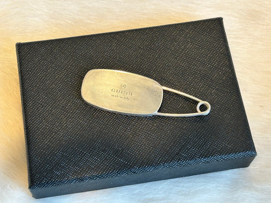 Gucci Sterling Silver Safety Pin Brooch