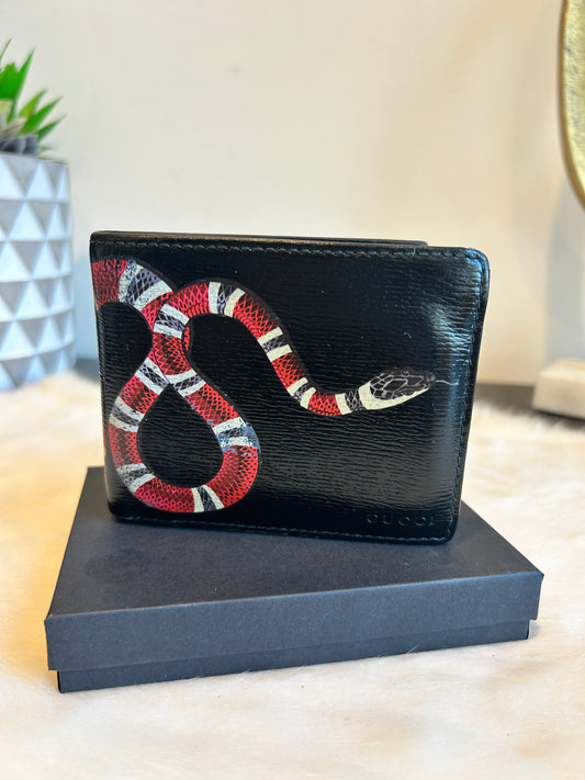 Gucci Black Leather King Snake Wallet