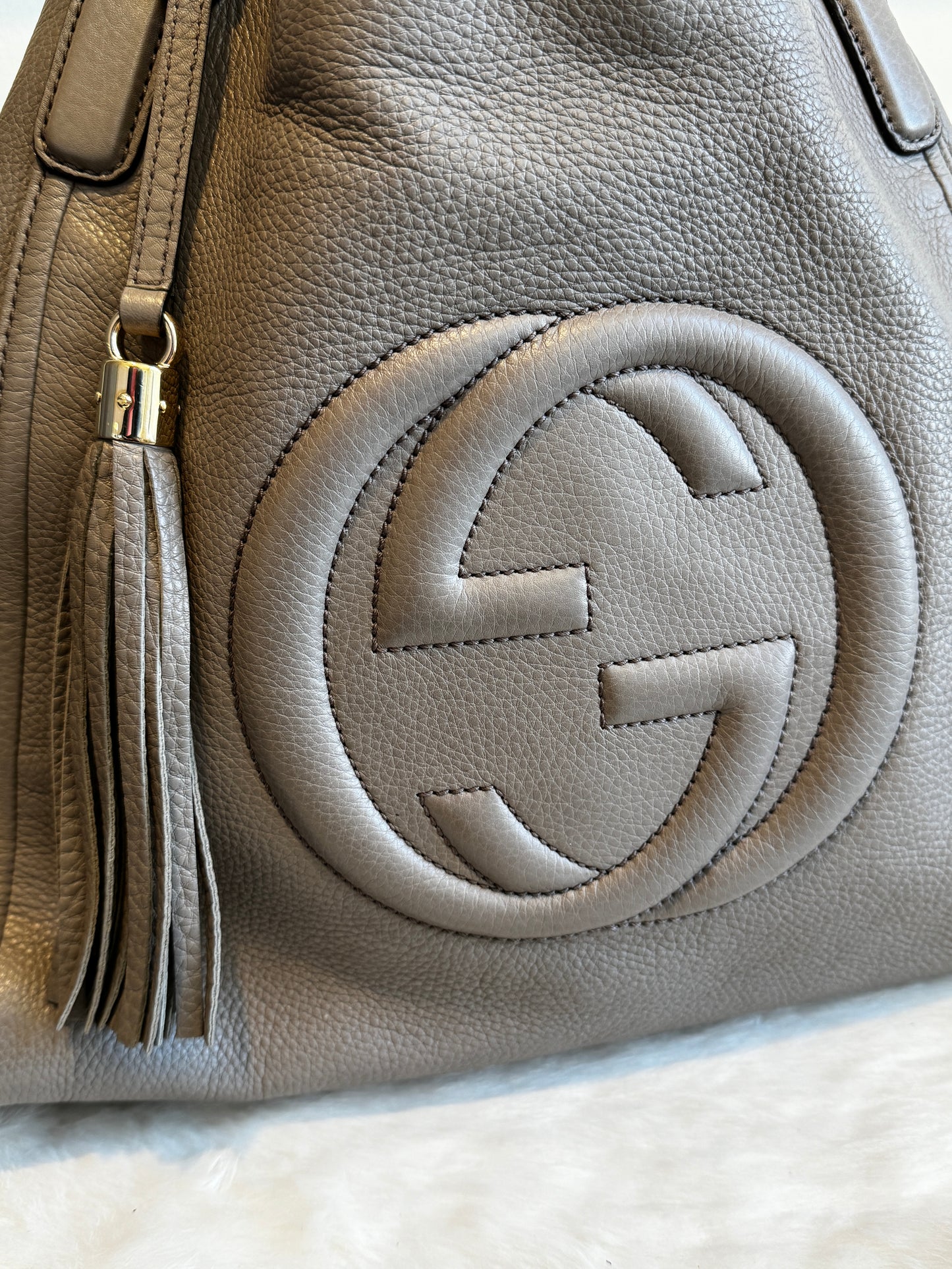 Gucci Pebbled Calfskin Medium Soho Tassel Bag