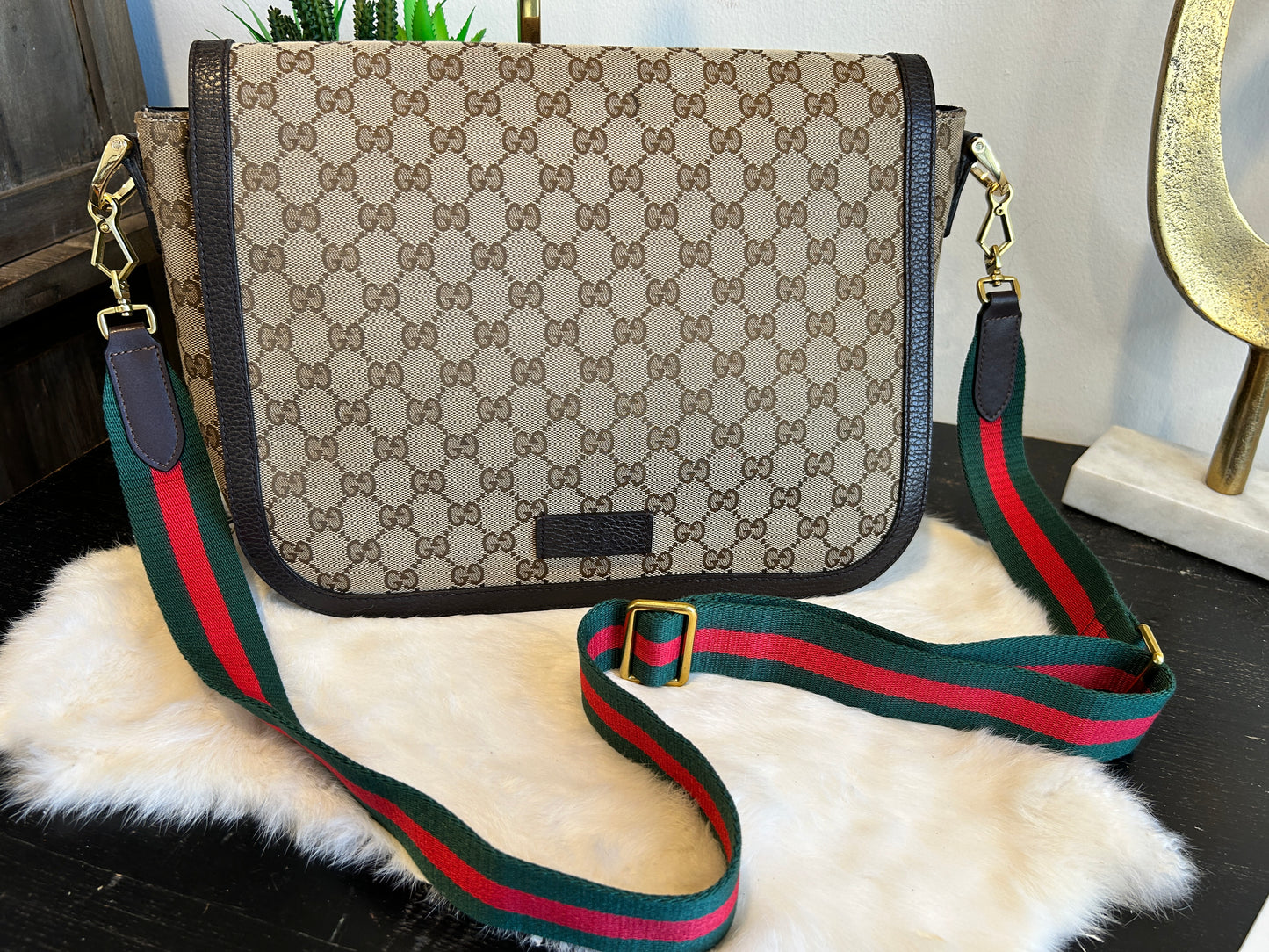 GUCCI Canvas Large Messenger Bag