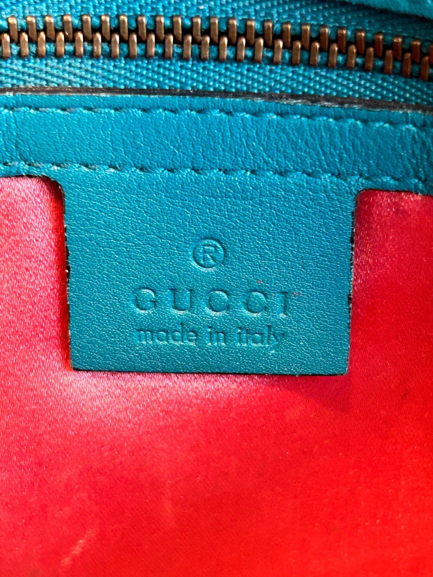 GUCCI Turquoise GG Velvet Marmont Small Bag