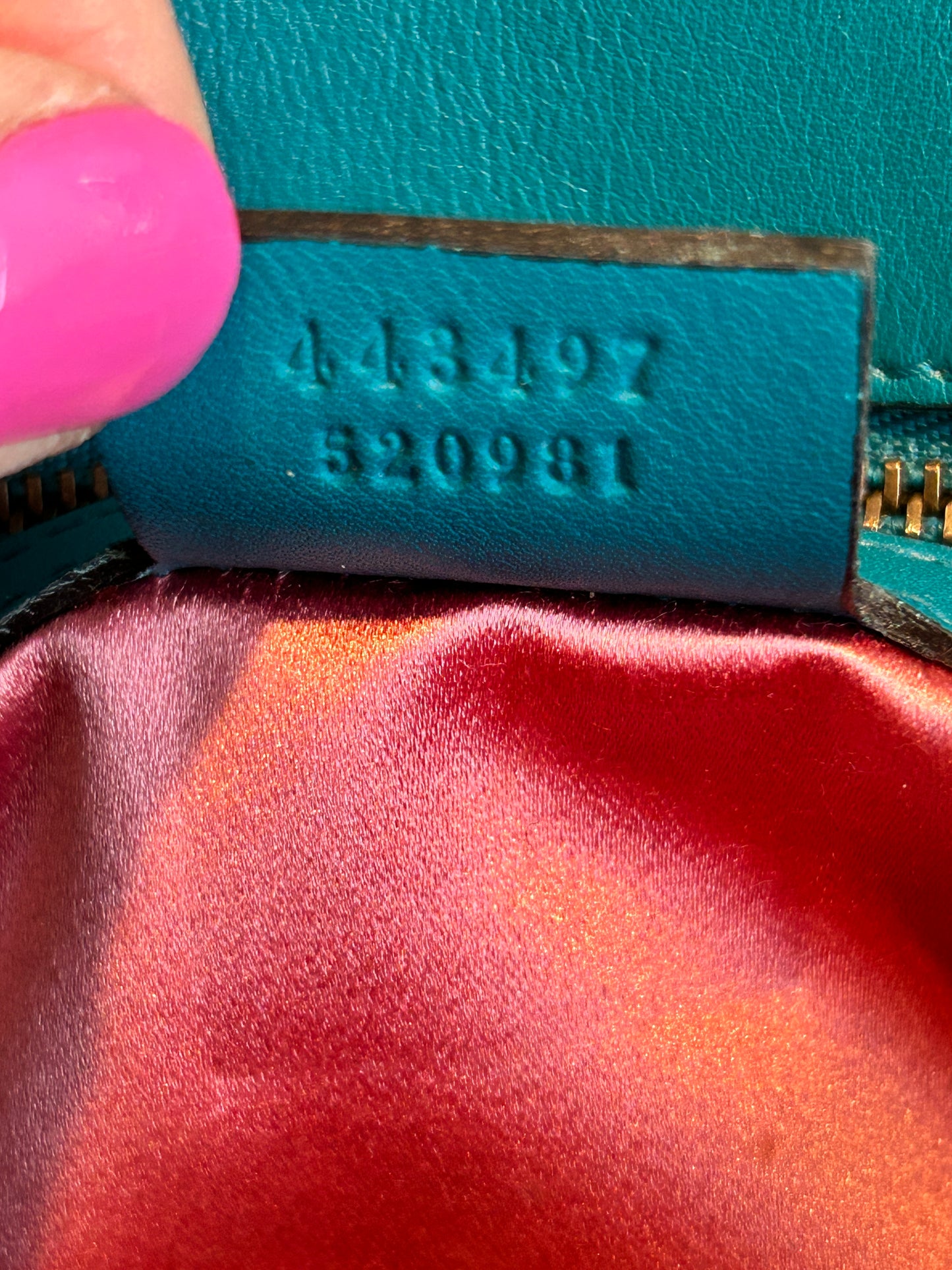 GUCCI Turquoise GG Velvet Marmont Small Bag