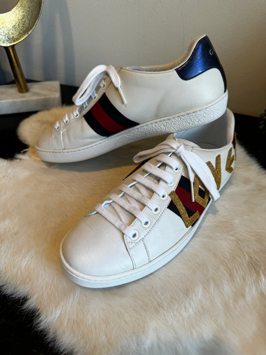 GUCCI Ace LOVED Sneakers Womens 38EU