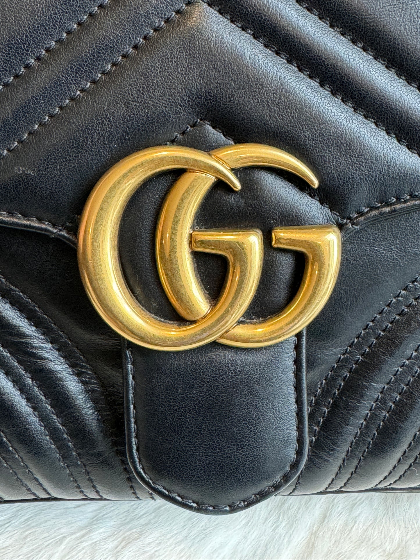 GUCCI Marmont Flap Small Top Handle Black Bag