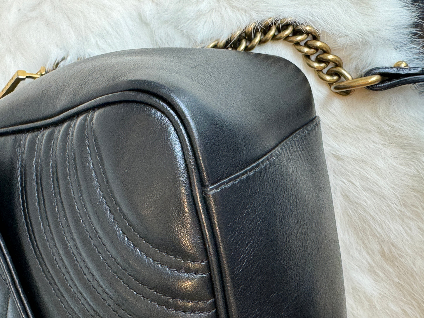 GUCCI Marmont Flap Small Top Handle Black Bag