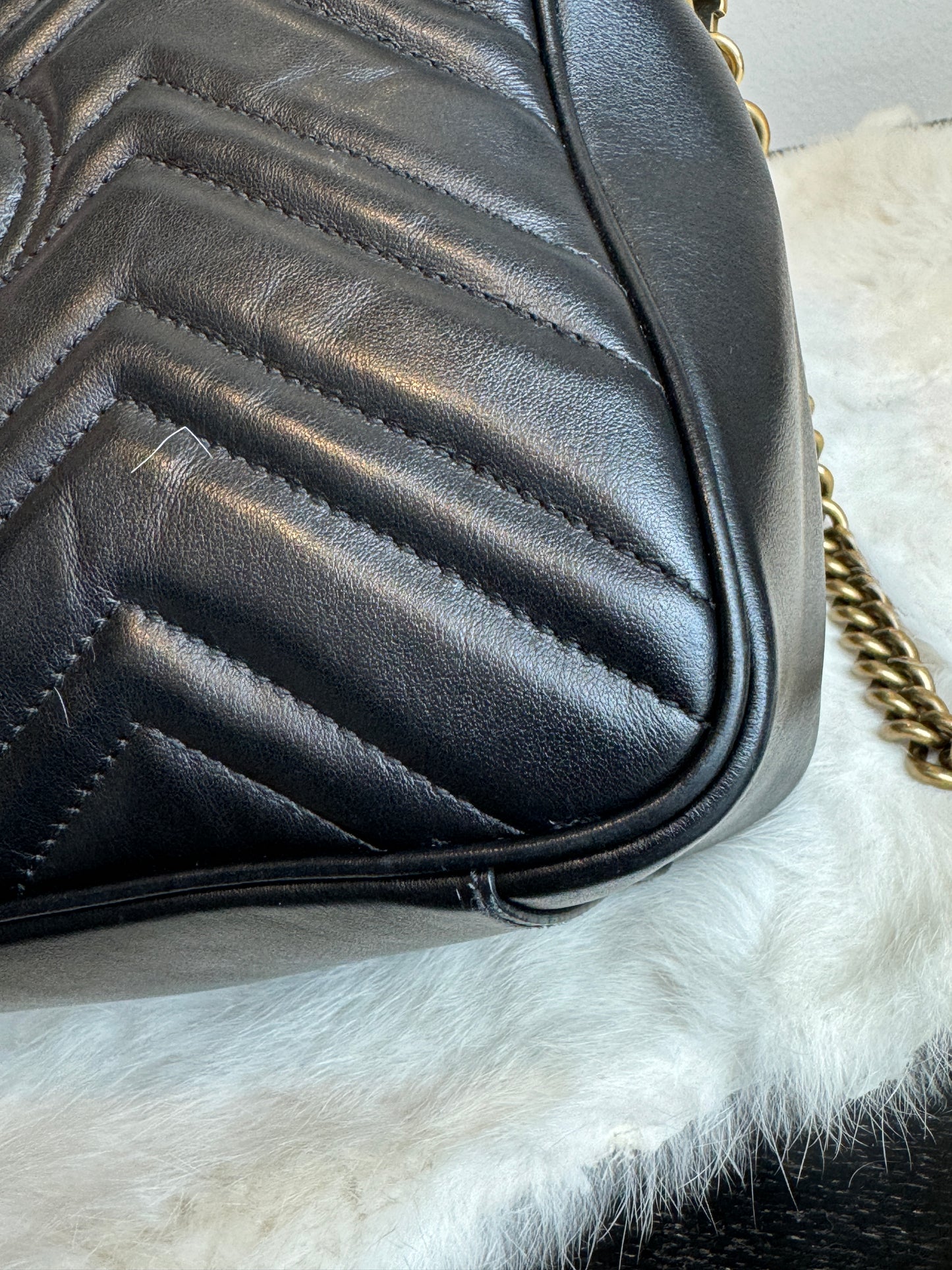 GUCCI Marmont Flap Small Top Handle Black Bag