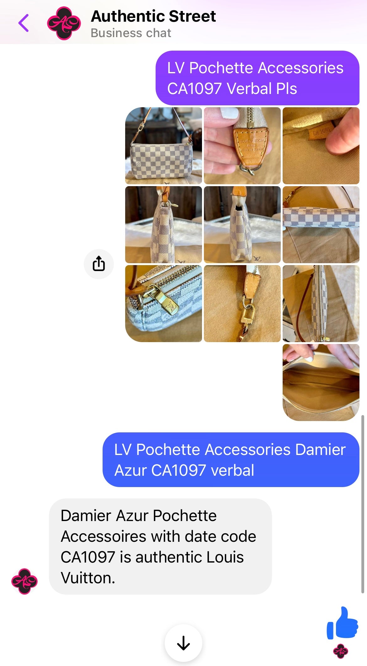 LOUIS VUITTON Damier Azur Pochette Accessories 1249726