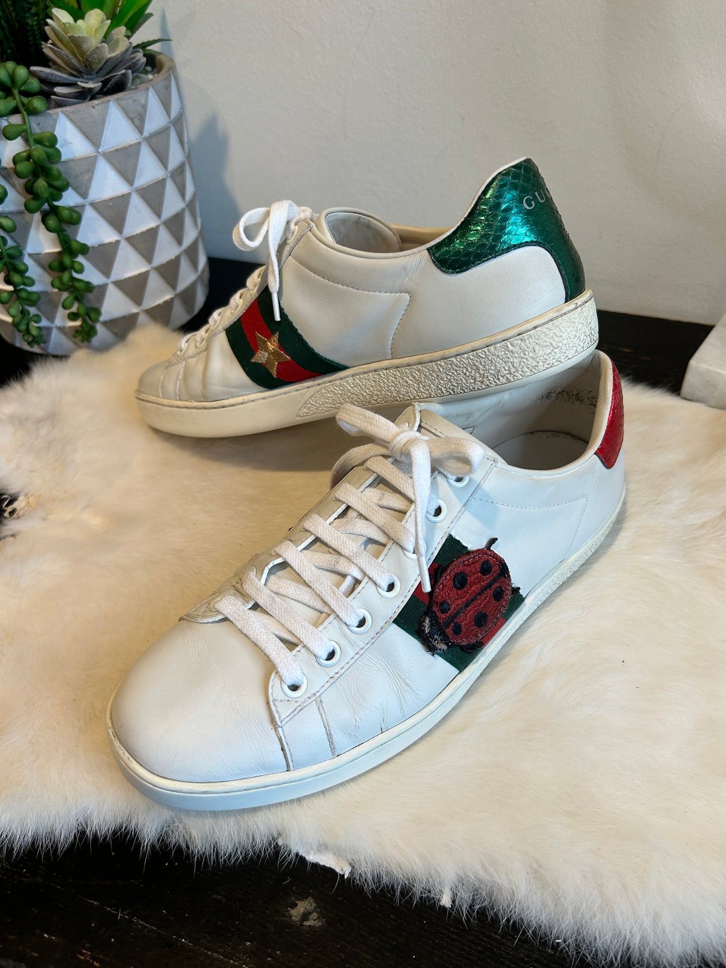 GUCCI Ace Pineapple Ladybug Sneakers Women's 38eu