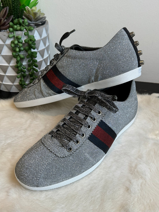 GUCCI Ace Silver Glitter Studded Size 9EU (42EU)