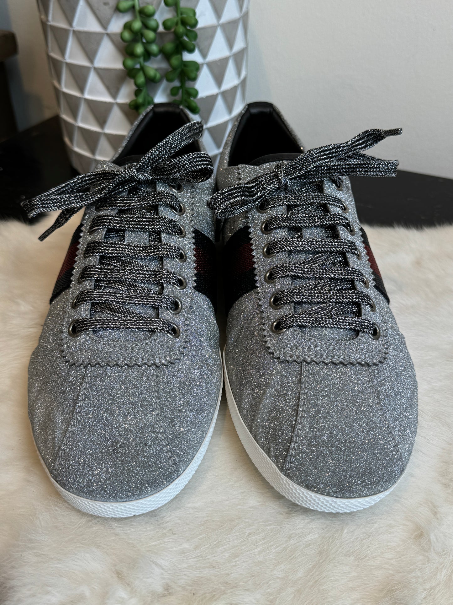 GUCCI Ace Silver Glitter Studded Size 9EU (42EU)