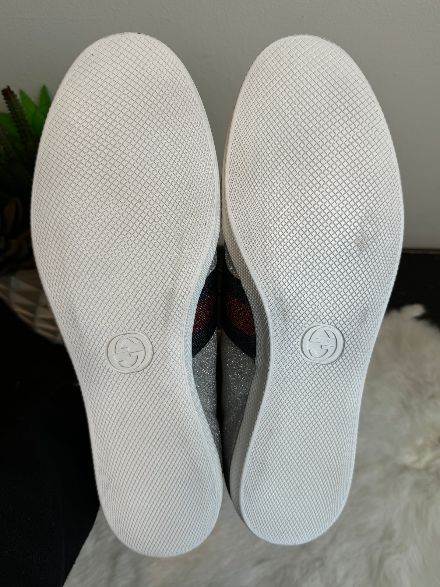 GUCCI Ace Silver Glitter Studded Size 9EU (42EU)