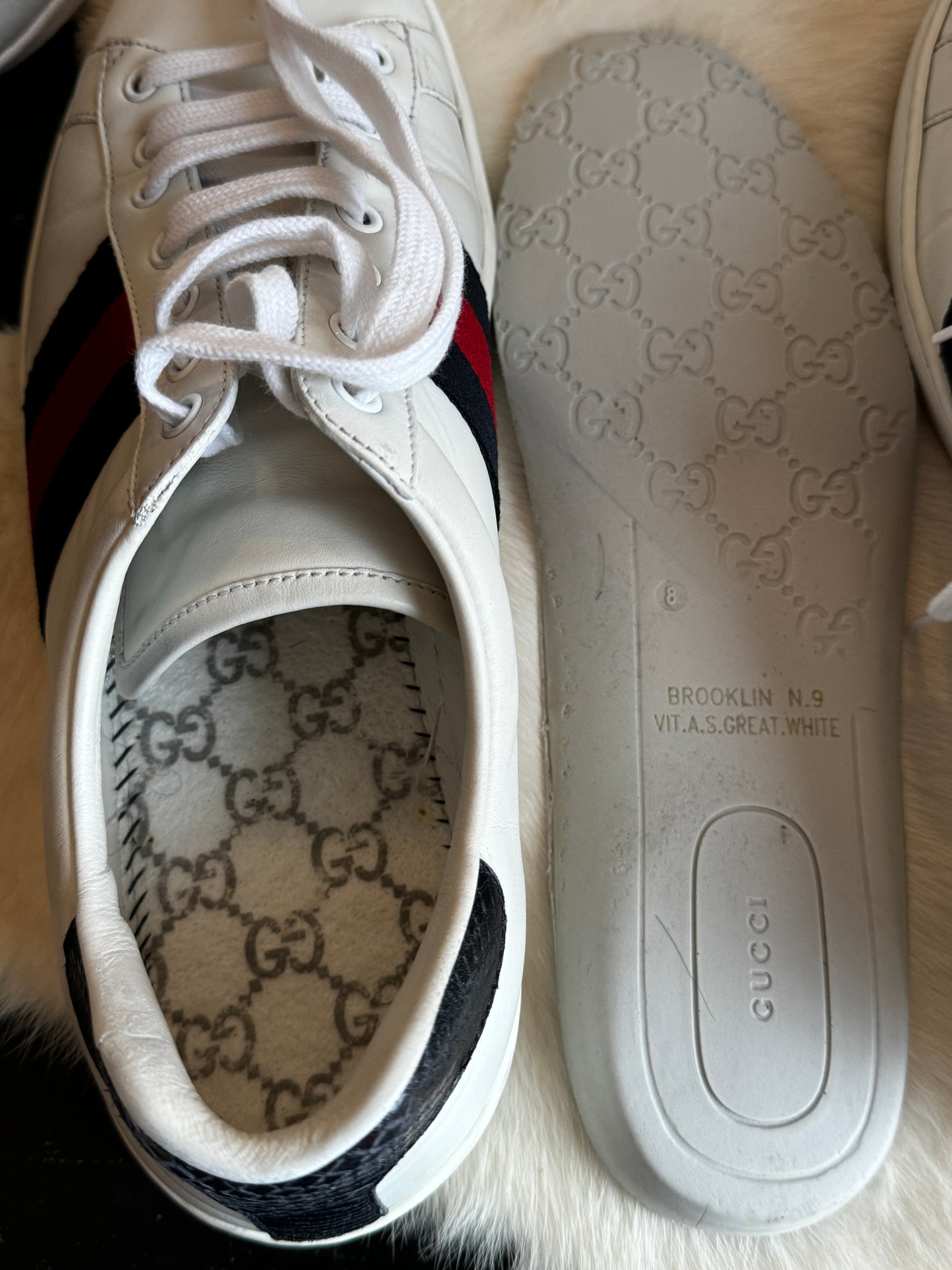 GUCCI Ace Navy/Red Web Sneakers 9EU (42EU)