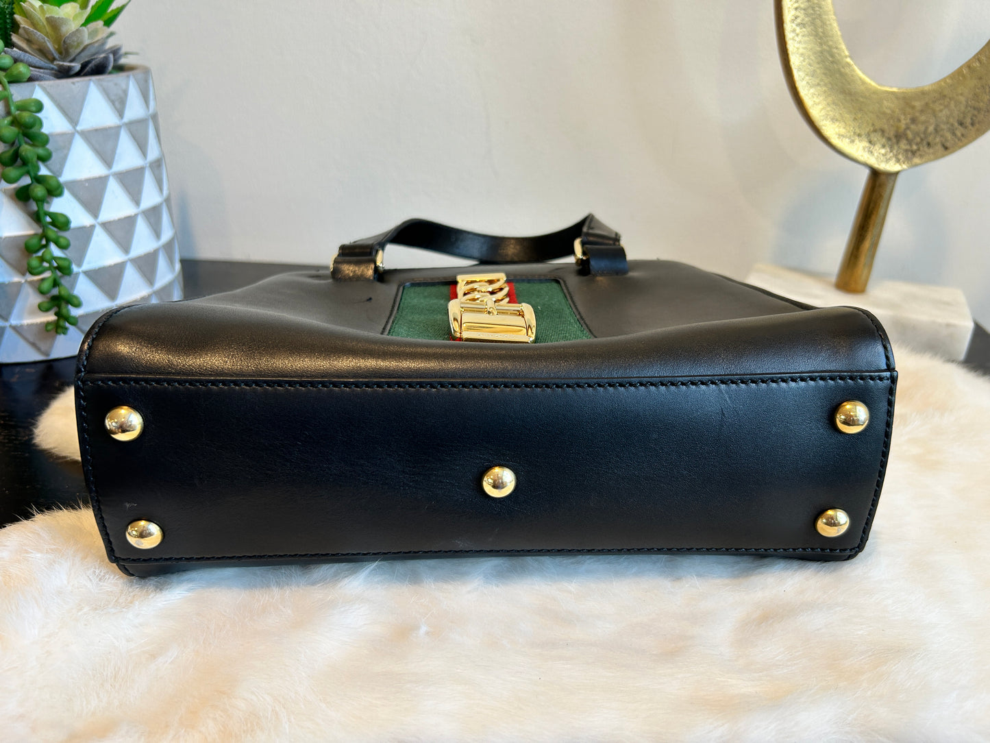 GUCCI Sylvie Small Top Handle Bag Black