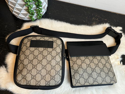 GUCCI Supreme Canvas Double Belt Bag