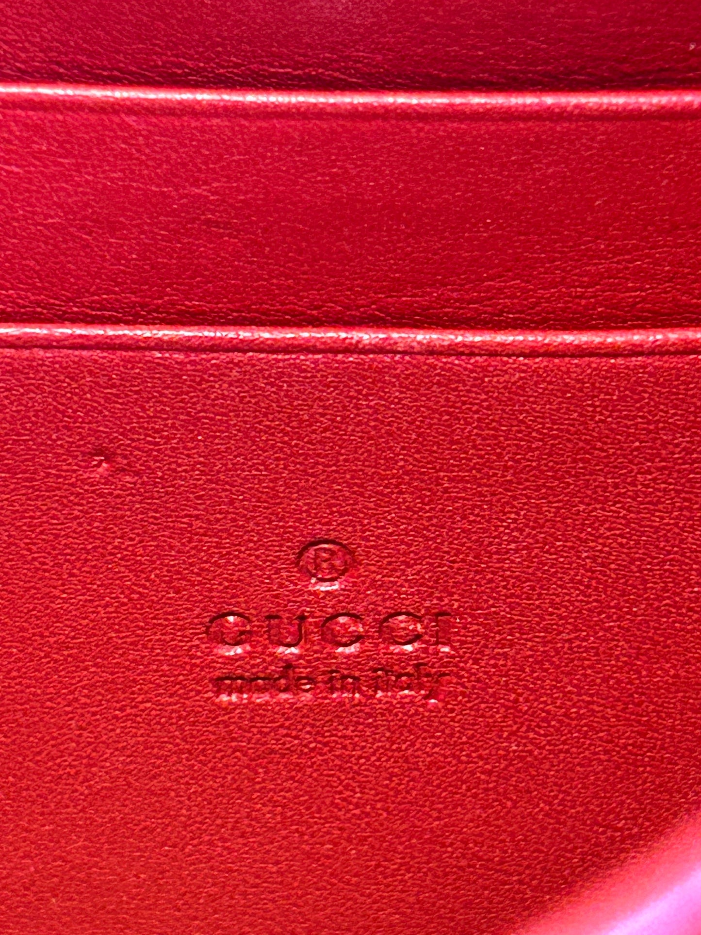 GUCCI Calfskin Matelasse GG Marmont Wallet on Chain Red