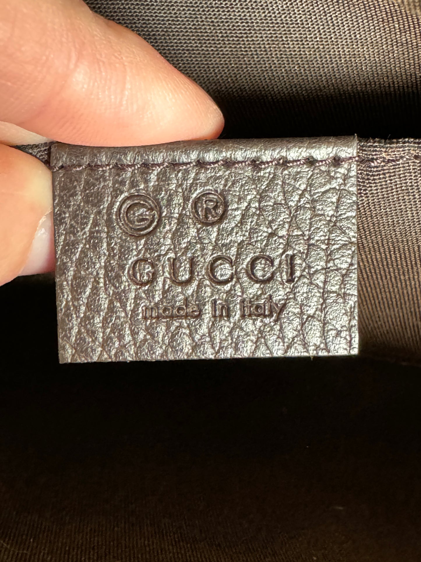 GUCCI Monogram Dollar Calfskin Beige Crossbody