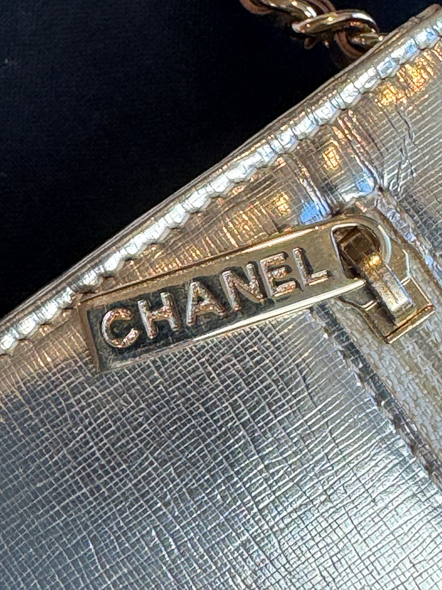 Chanel Metallic Gold Timeless Leather Wallet On Chain