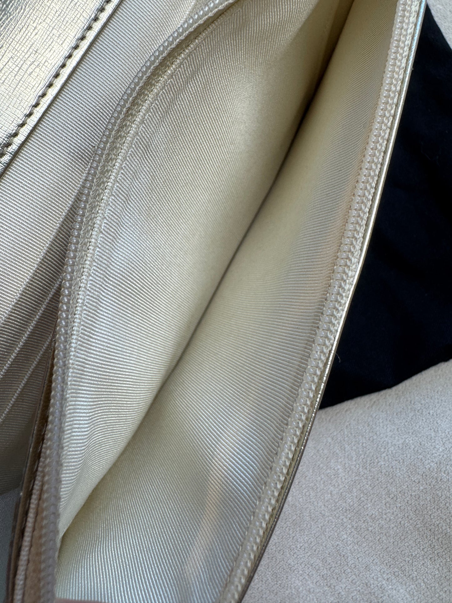 Chanel Metallic Gold Timeless Leather Wallet On Chain