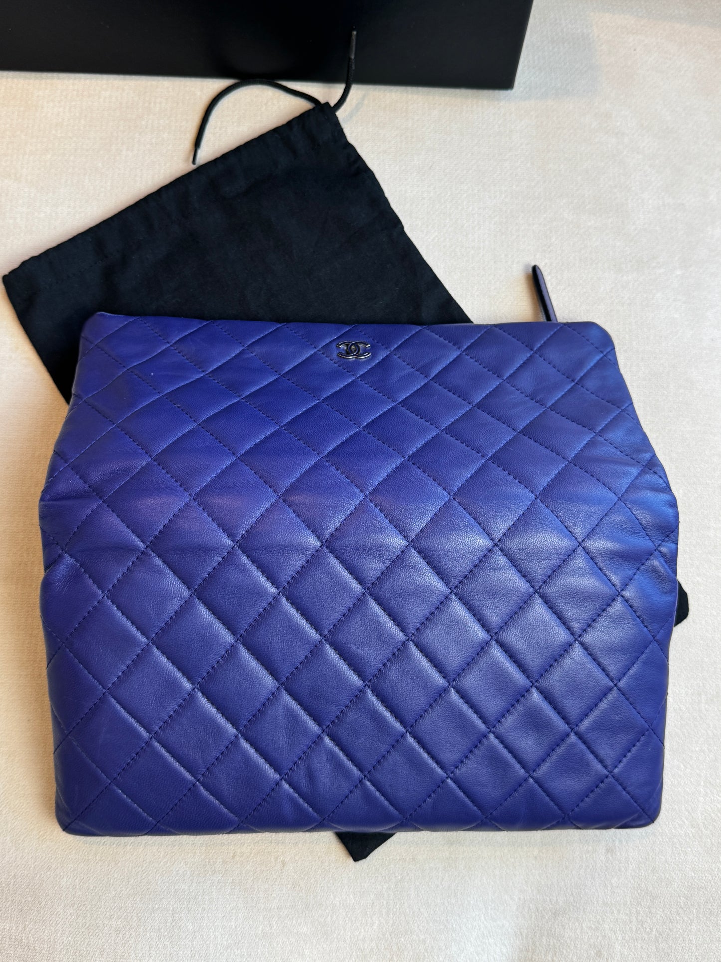 Chanel Matelasse Lambskin Fold-Over Clutch Blue
