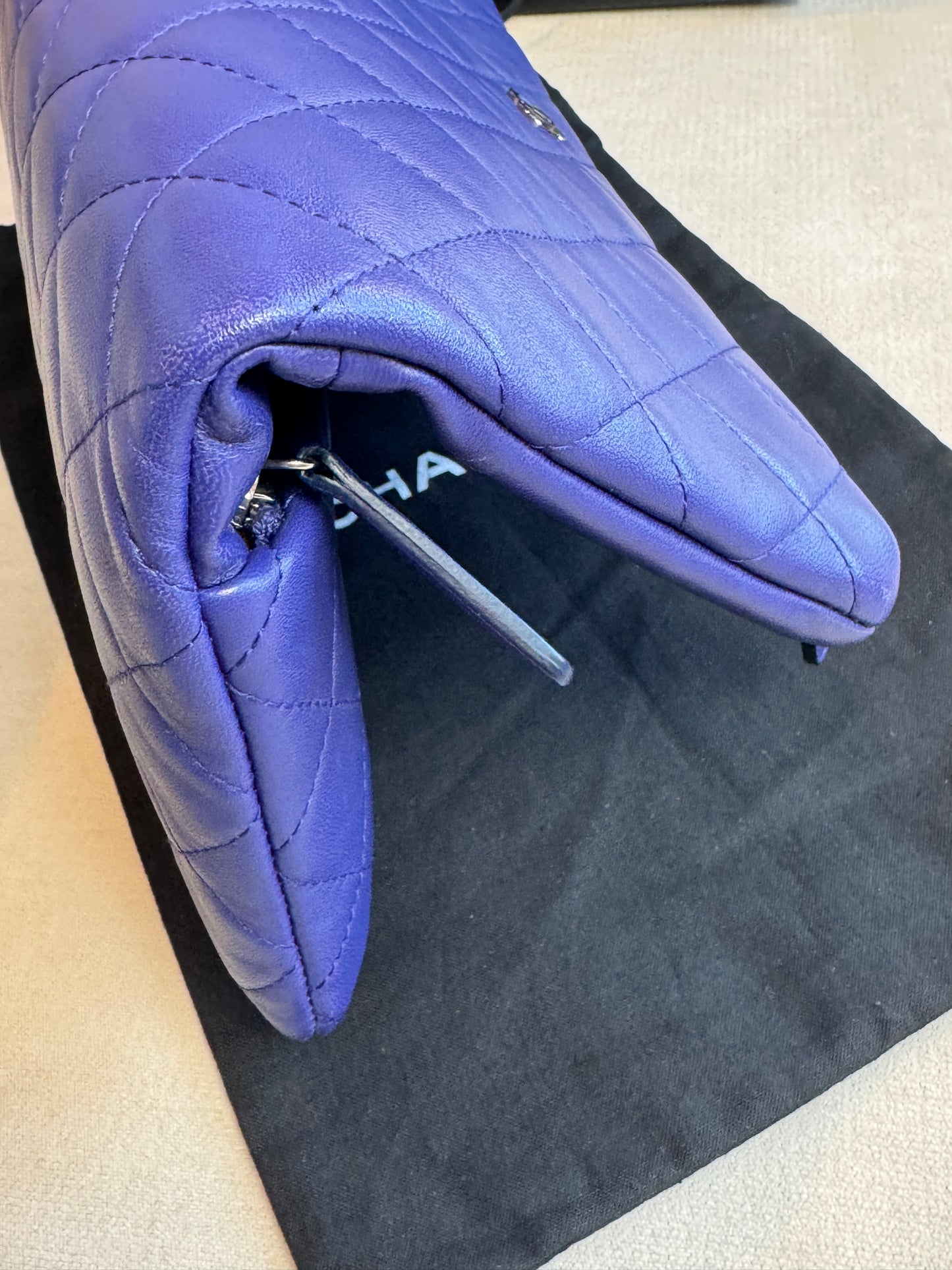 Chanel Matelasse Lambskin Fold-Over Clutch Blue