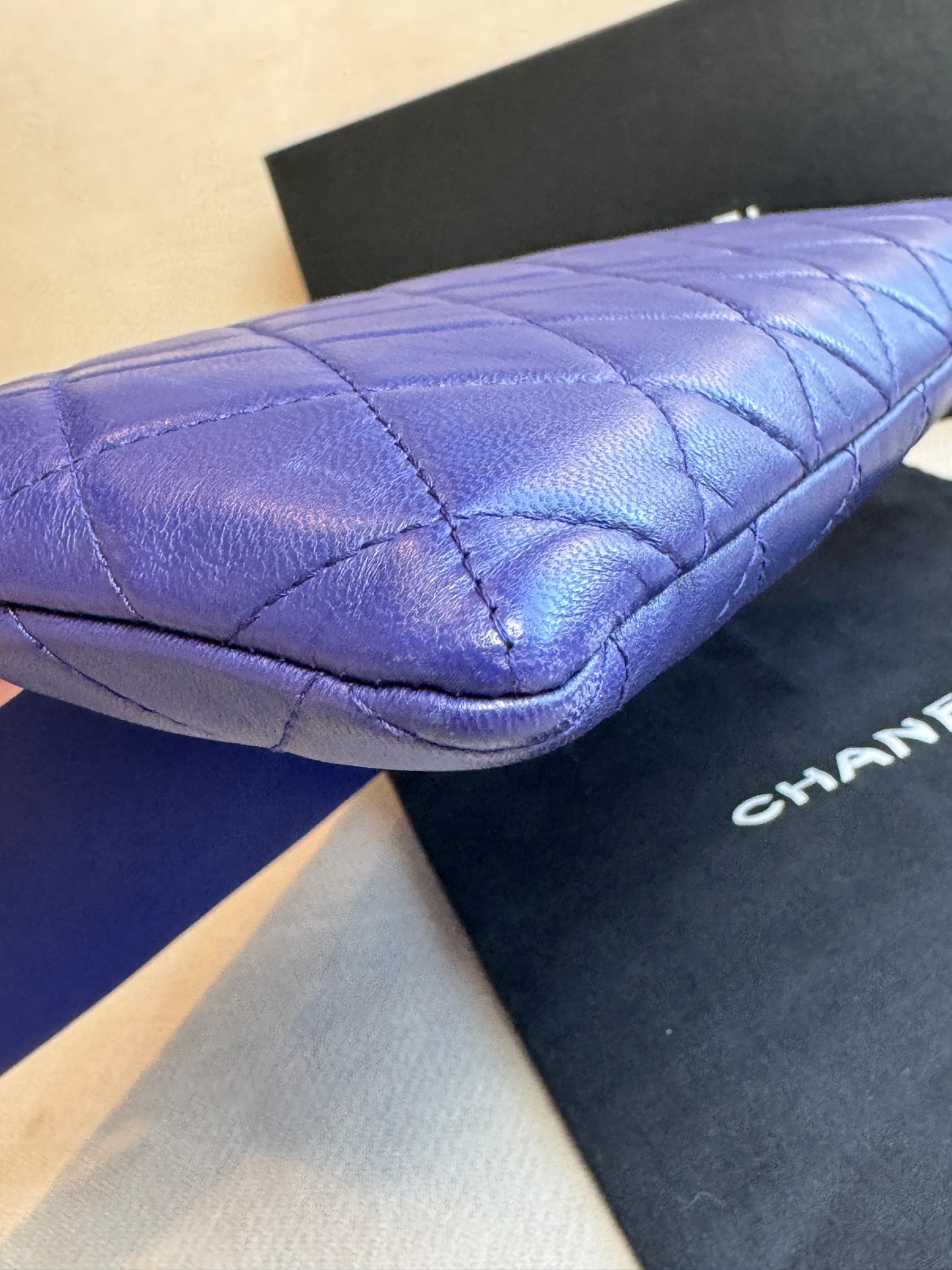 Chanel Matelasse Lambskin Fold-Over Clutch Blue