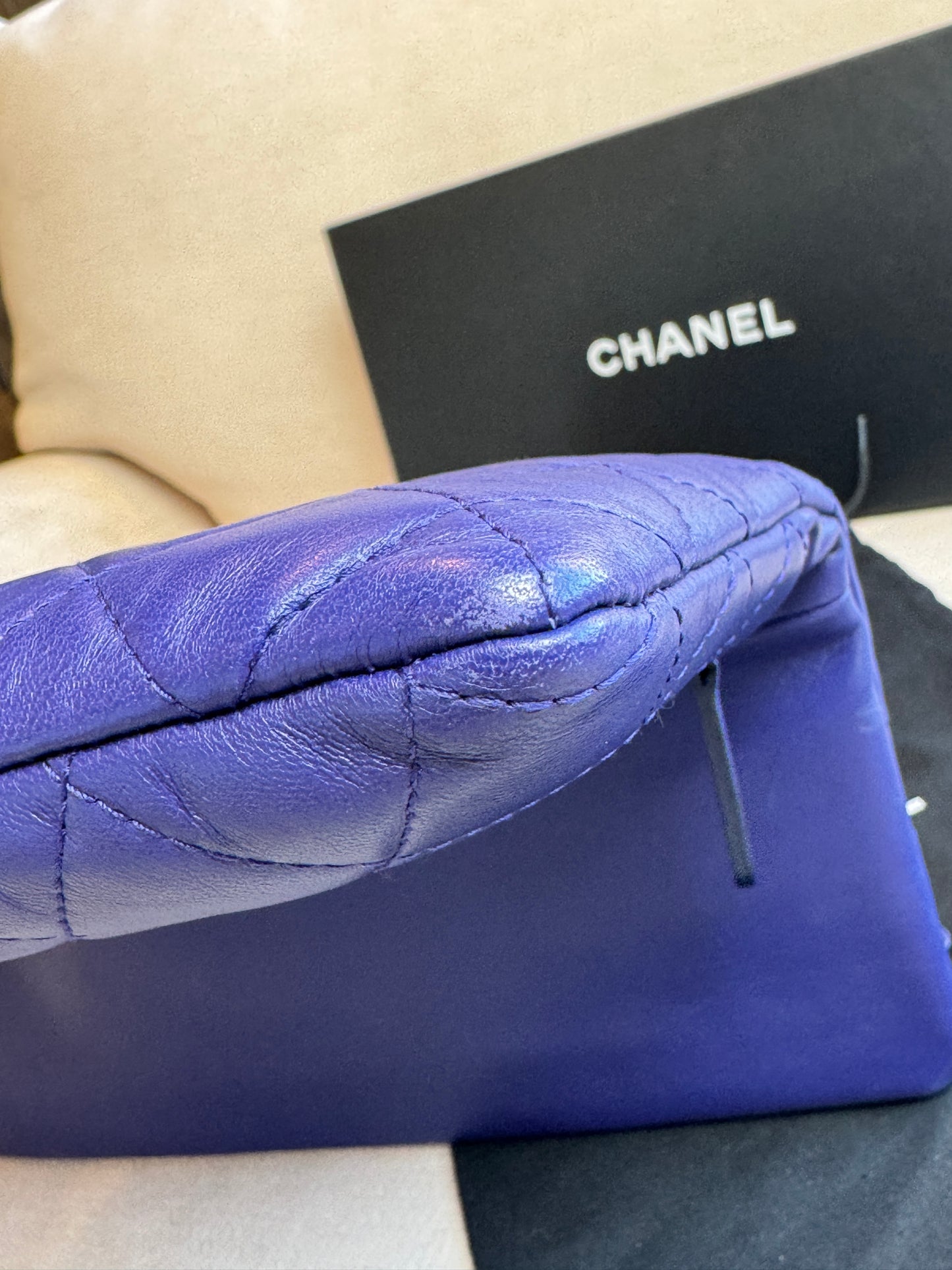 Chanel Matelasse Lambskin Fold-Over Clutch Blue