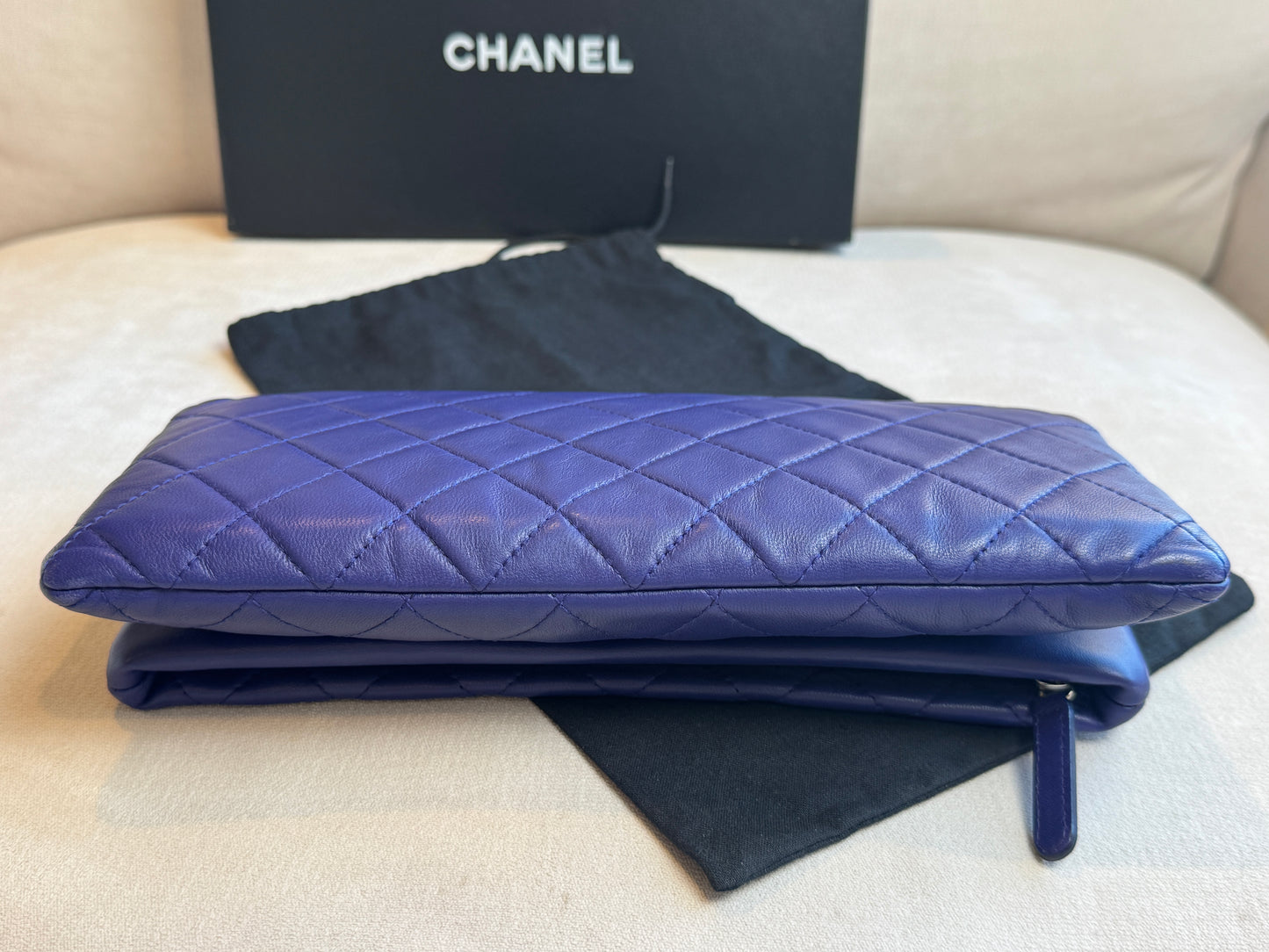 Chanel Matelasse Lambskin Fold-Over Clutch Blue