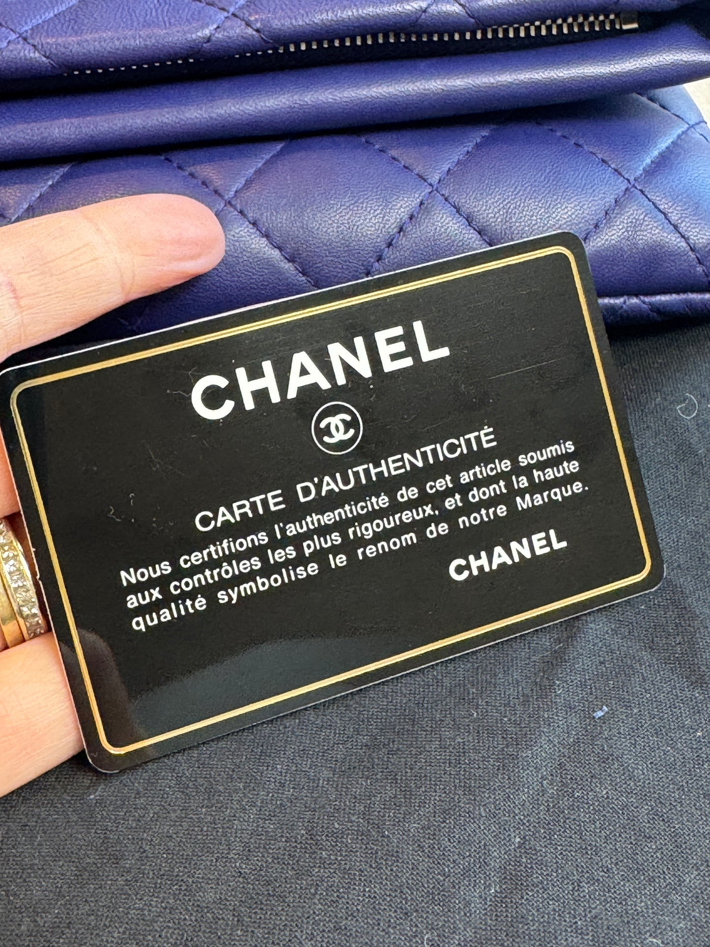 Chanel Matelasse Lambskin Fold-Over Clutch Blue