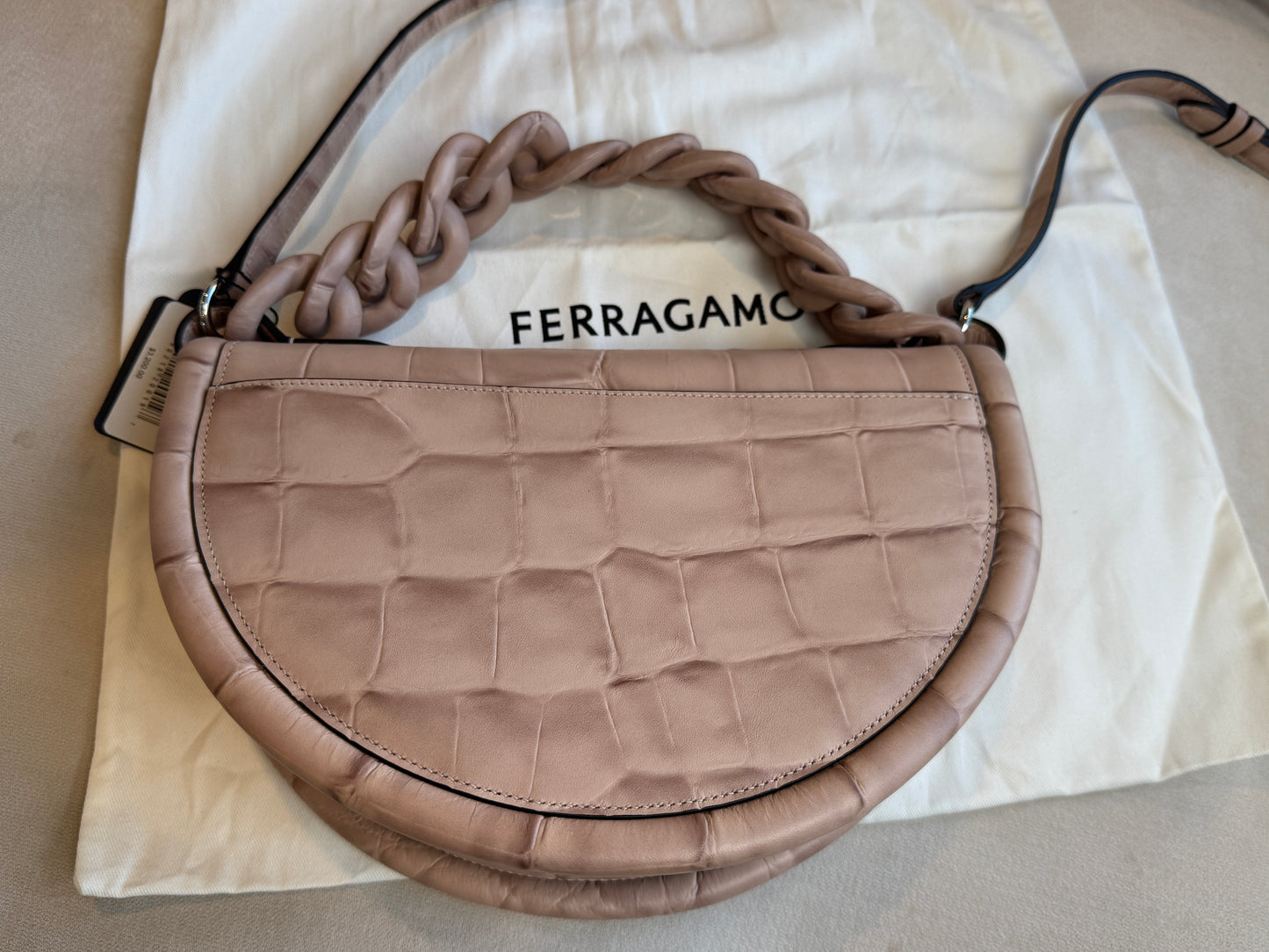 Salvatore Ferragamo Aura Croc Embossed Bag Retail $3200