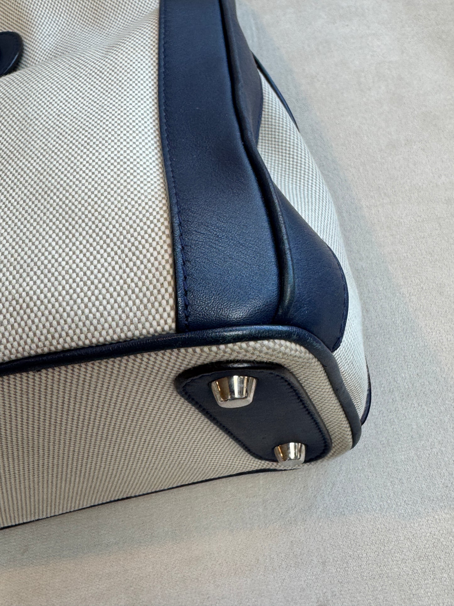 Dior Navy Canvas and Leather Large Diorissimo Tote Tan/Navy