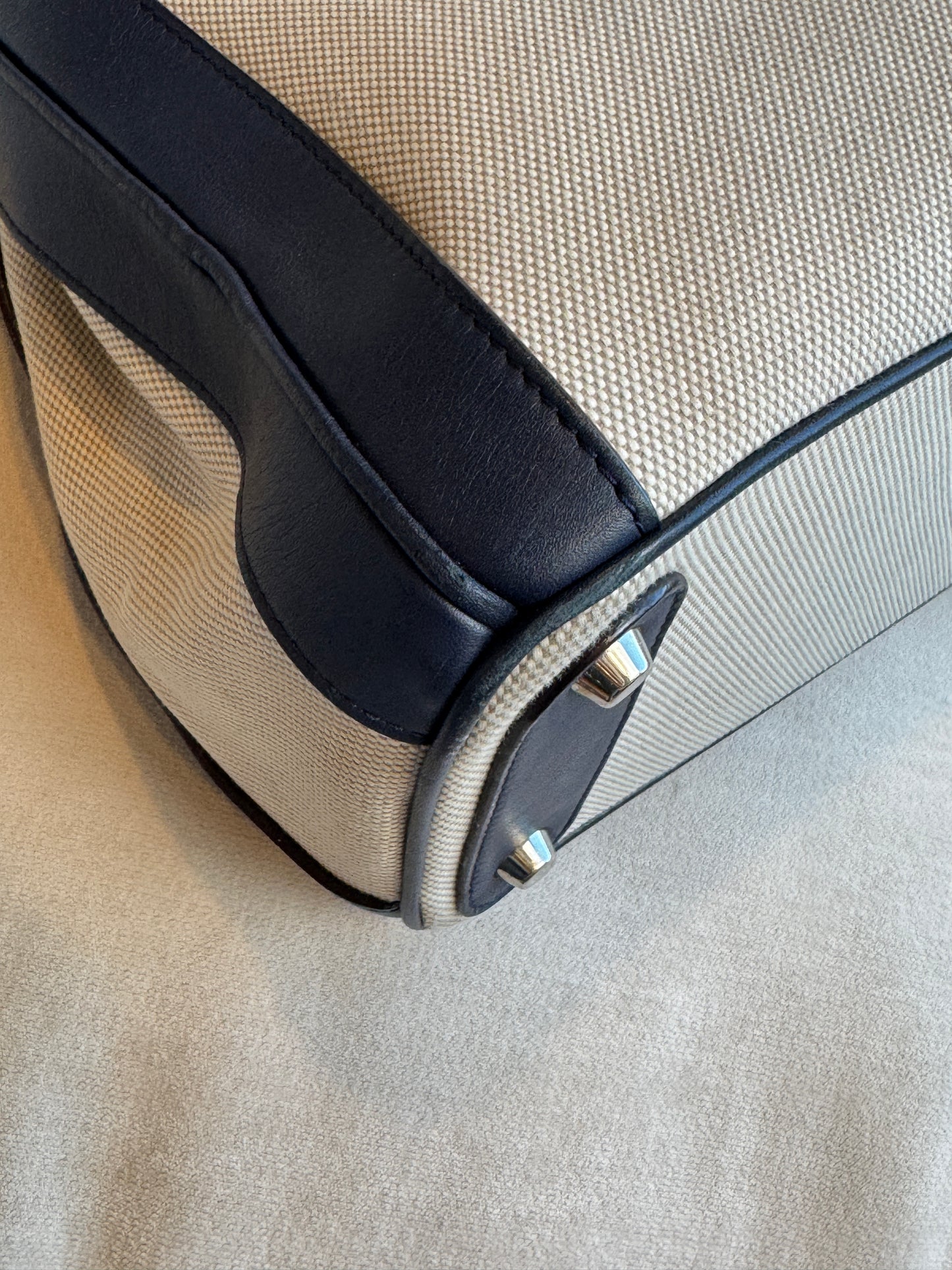 Dior Navy Canvas and Leather Large Diorissimo Tote Tan/Navy