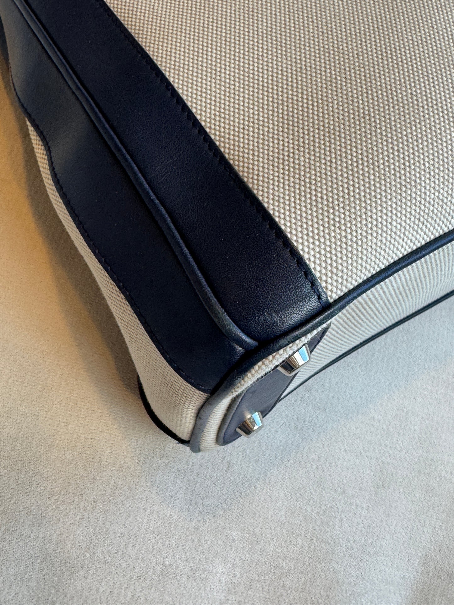 Dior Navy Canvas and Leather Large Diorissimo Tote Tan/Navy