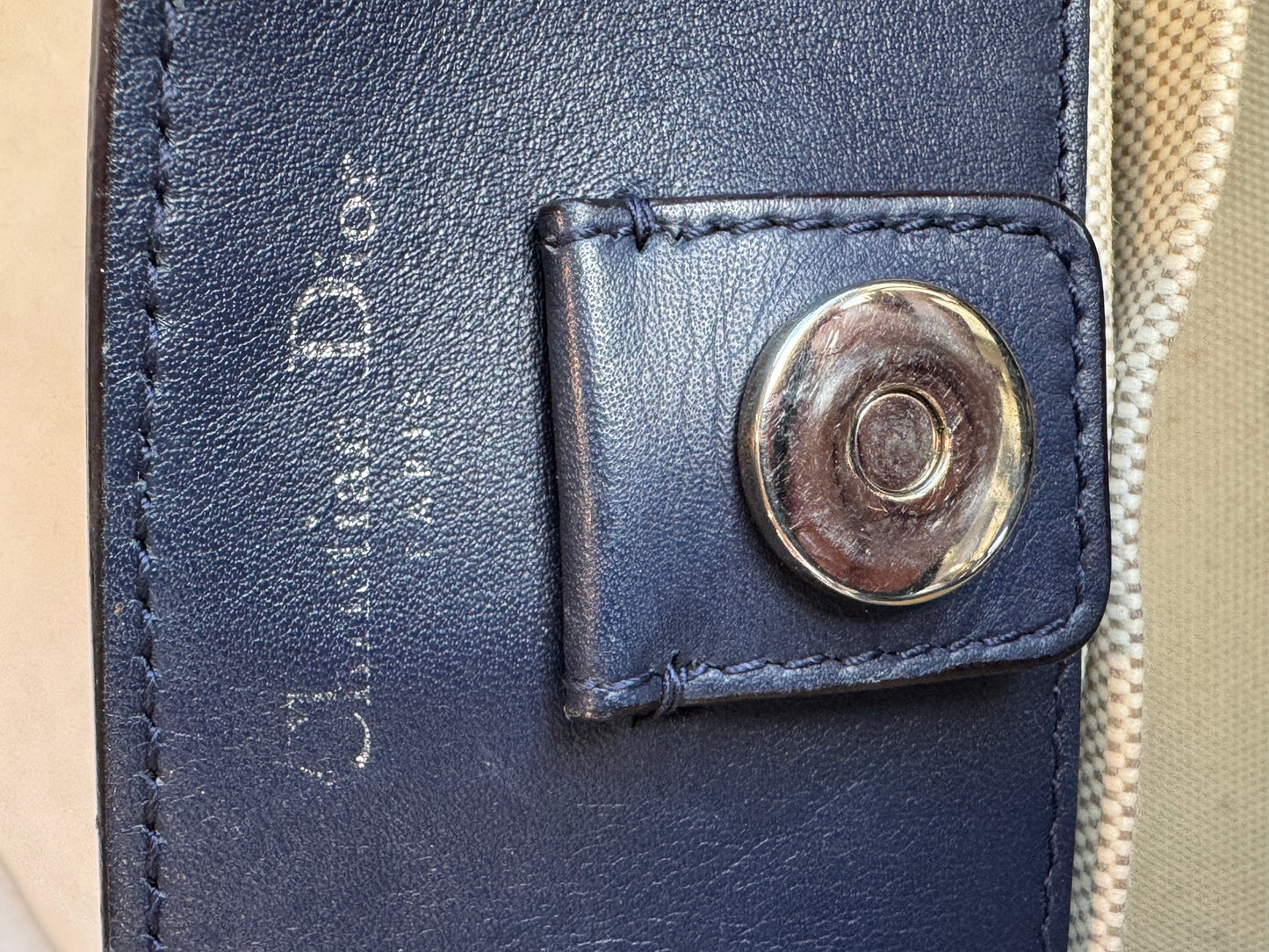 Dior Navy Canvas and Leather Large Diorissimo Tote Tan/Navy