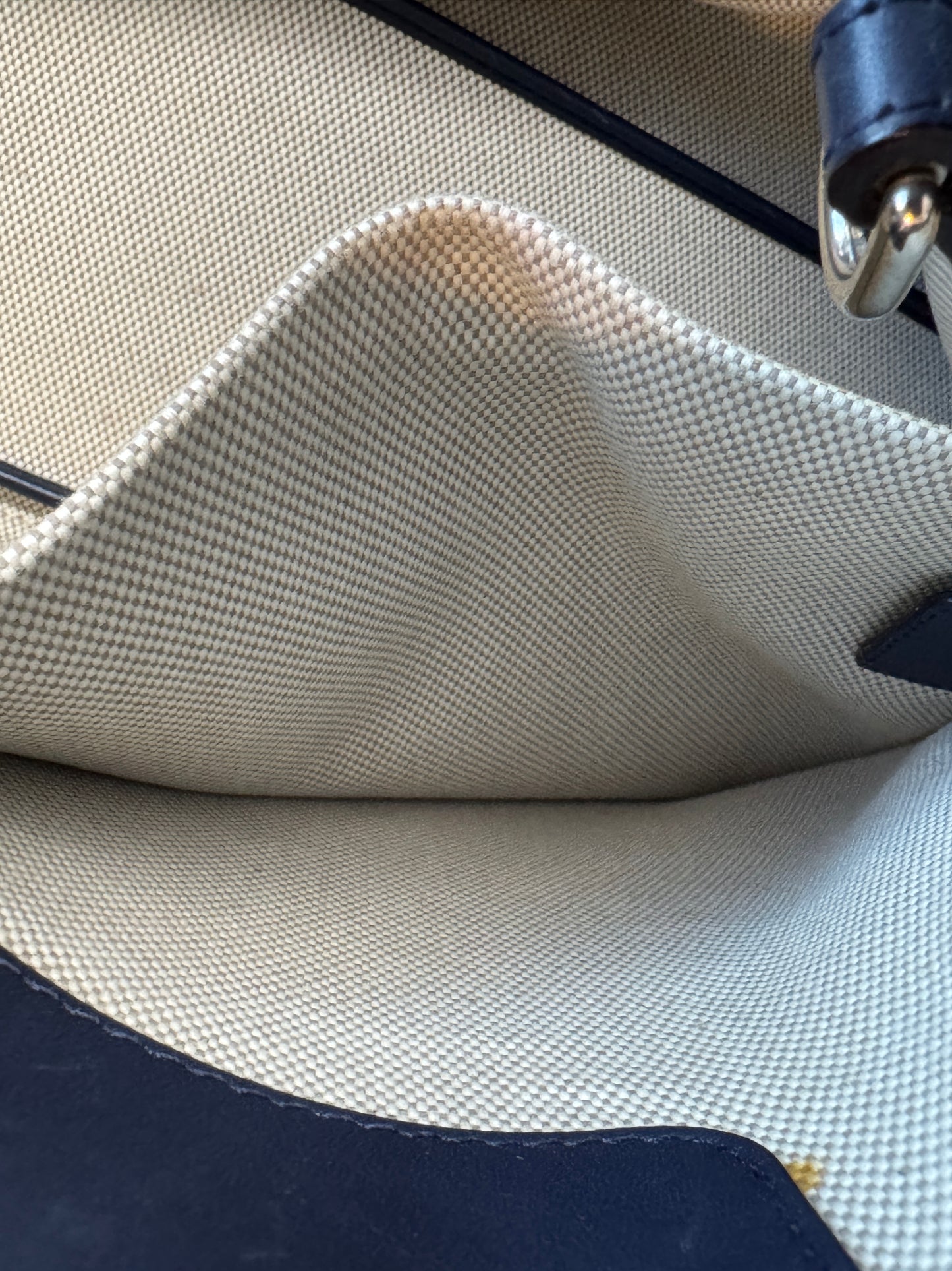 Dior Navy Canvas and Leather Large Diorissimo Tote Tan/Navy