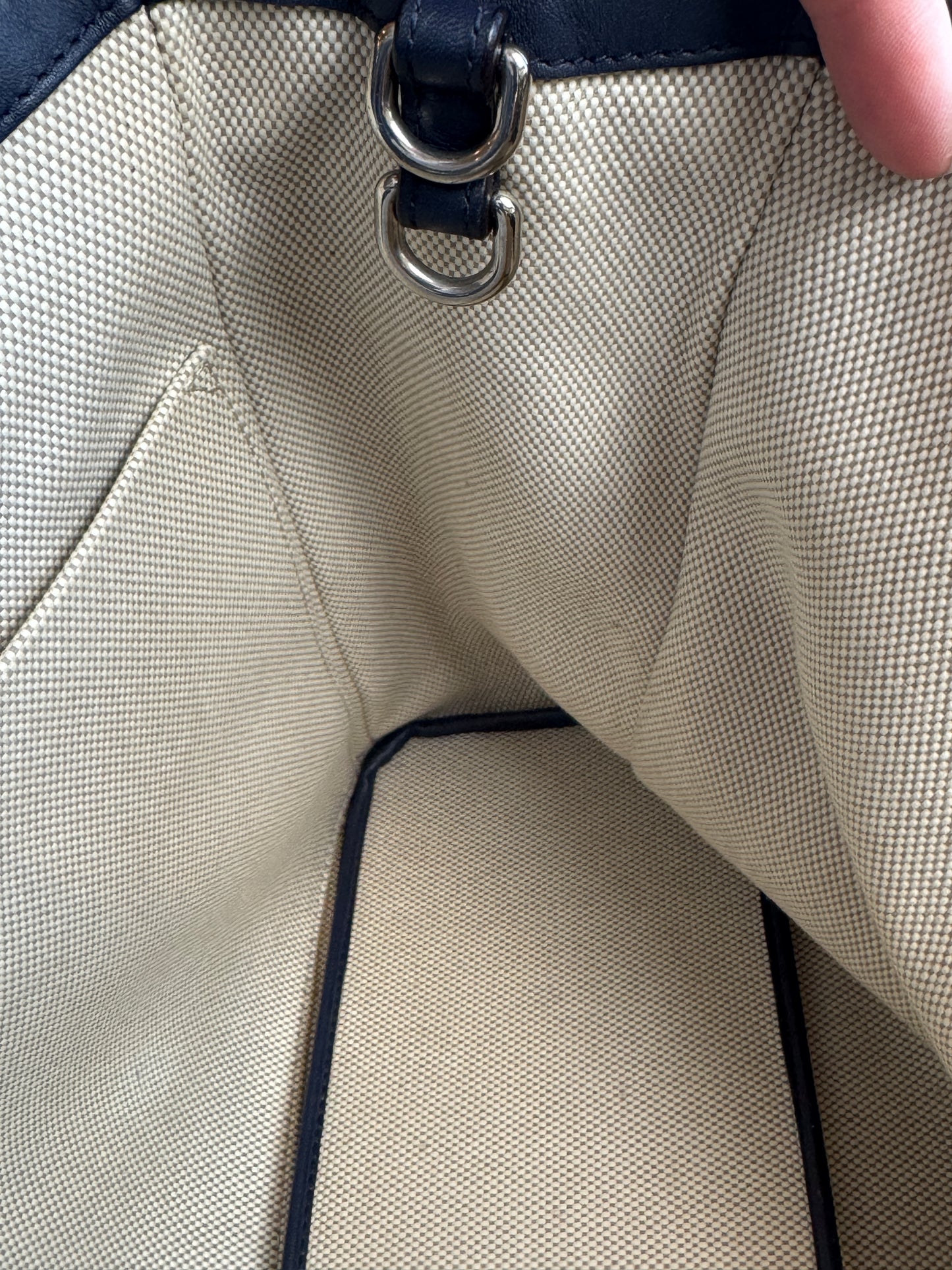 Dior Navy Canvas and Leather Large Diorissimo Tote Tan/Navy