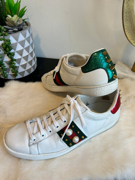 GUCCI Ace Pearl Spikes Sneakers Women's 39.5EU