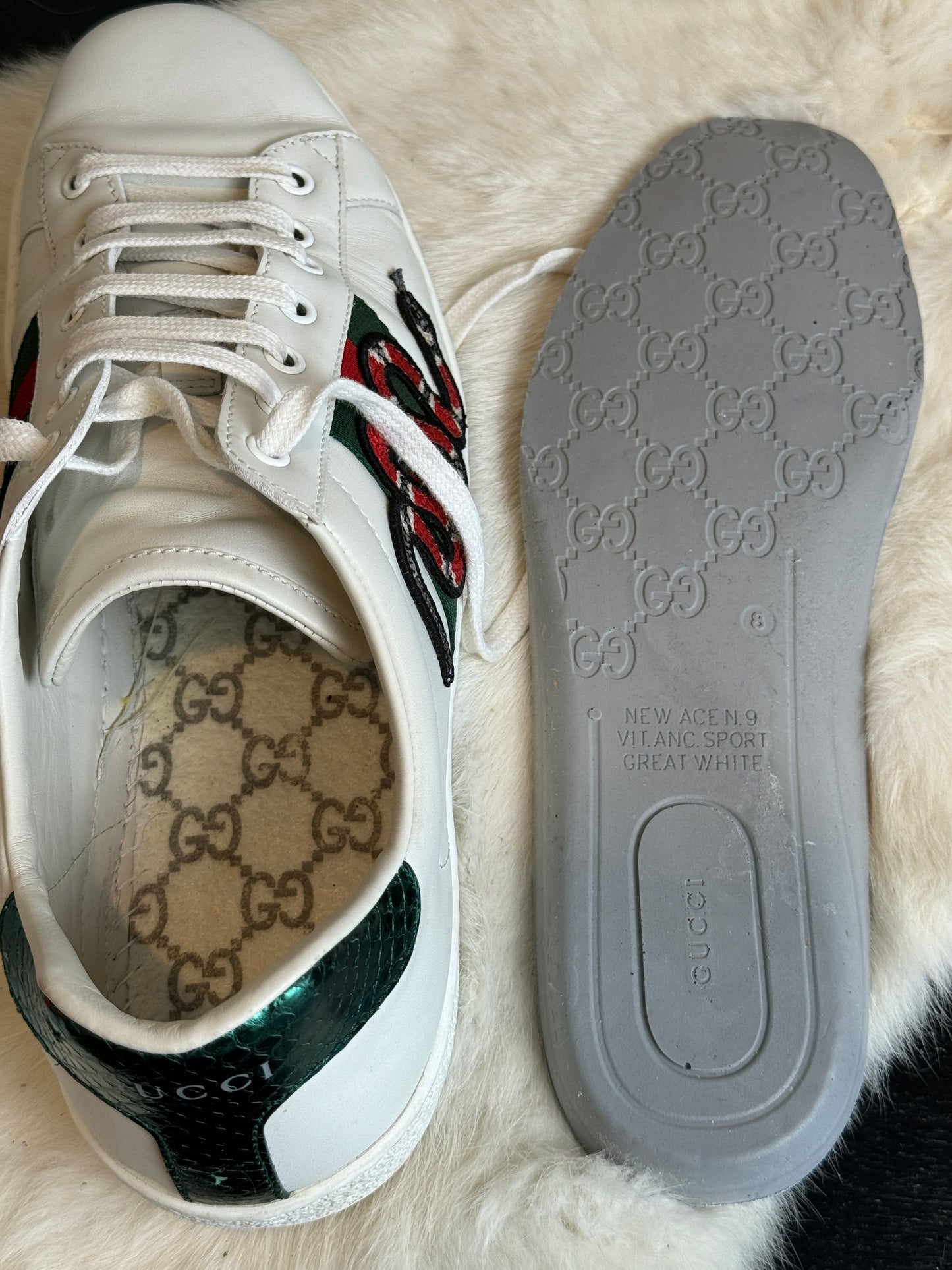 GUCCI Ace King Snake Sneakers Mens 9.5EU (Women's 42.5EU)