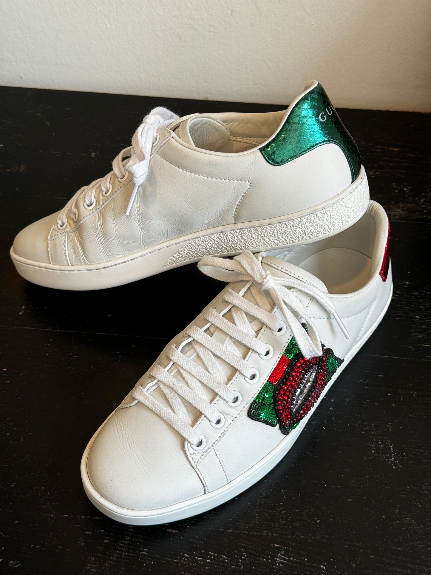 GUCCI Ace Lips Sneakers Womens 37EU