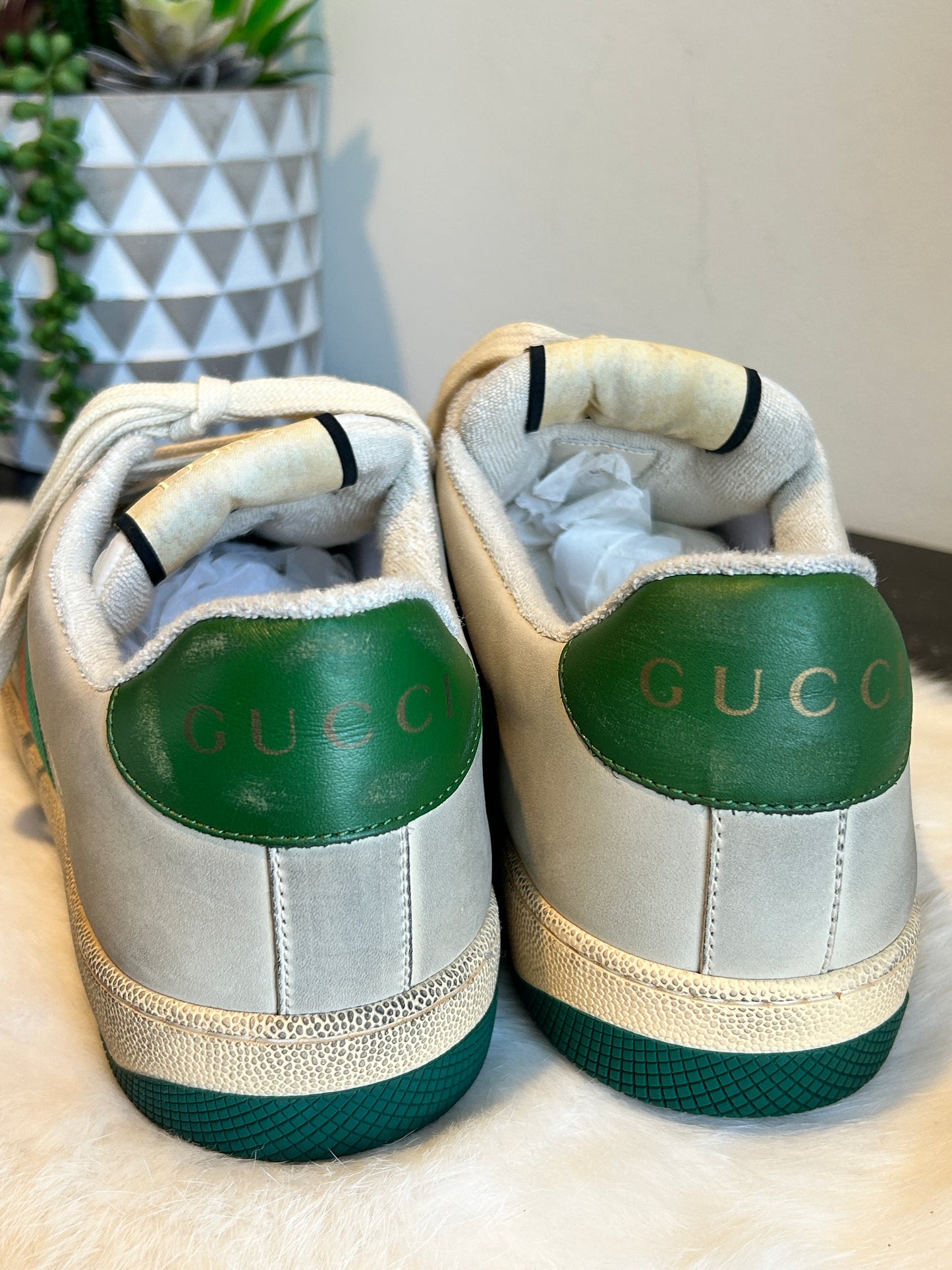 Gucci Mens Virtus Distressed Screener Men's Sneakers 8.5EU/9EU (41.5EU/42EU)