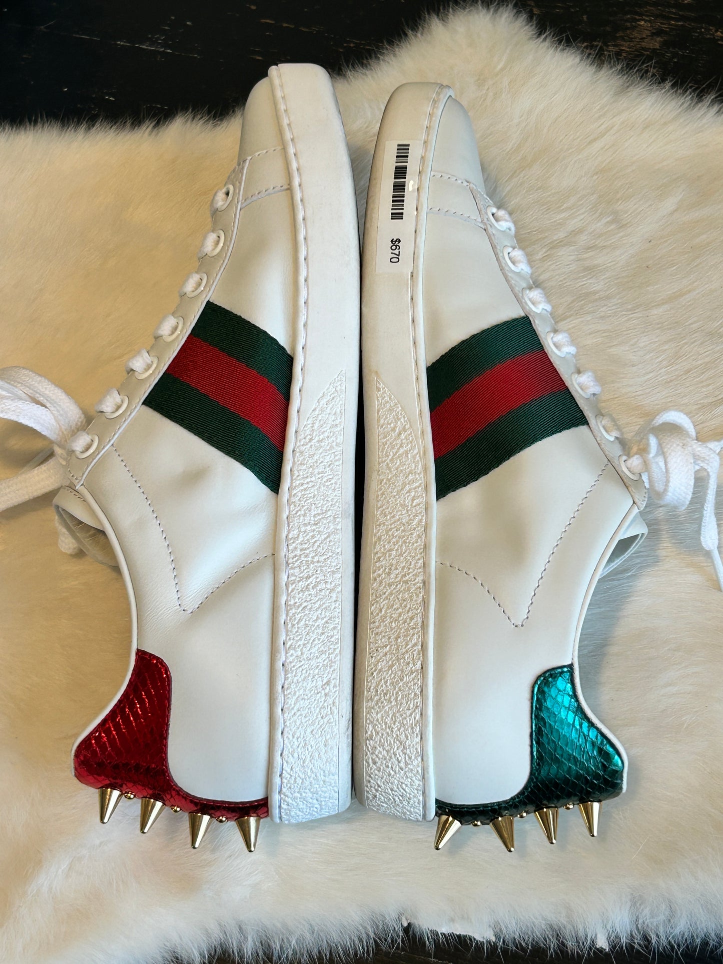 GUCCI Ace Pearls Spikes Sneakers Womens 35/36EU