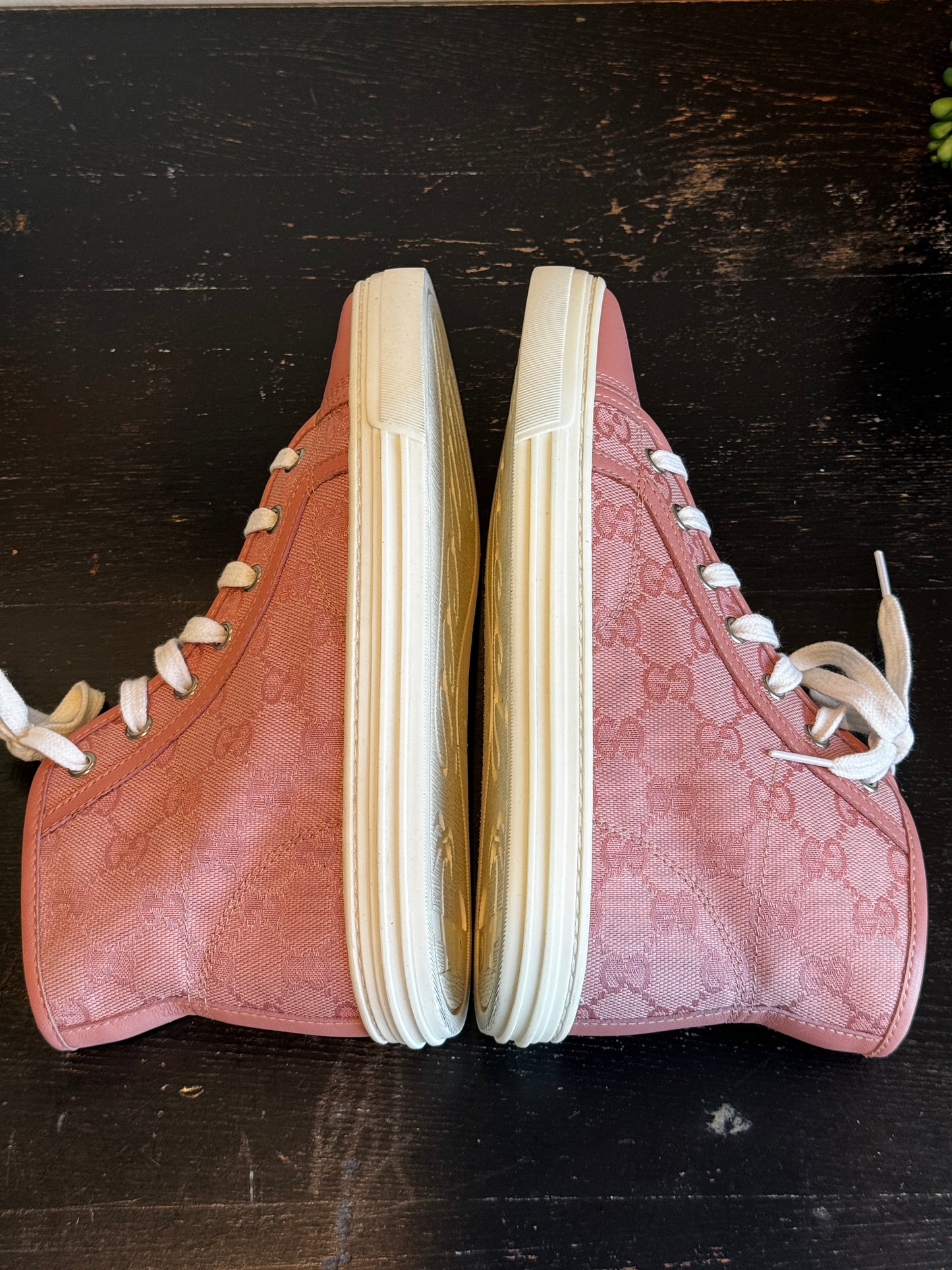 GUCCI Pink Canvas High Tops 36EU