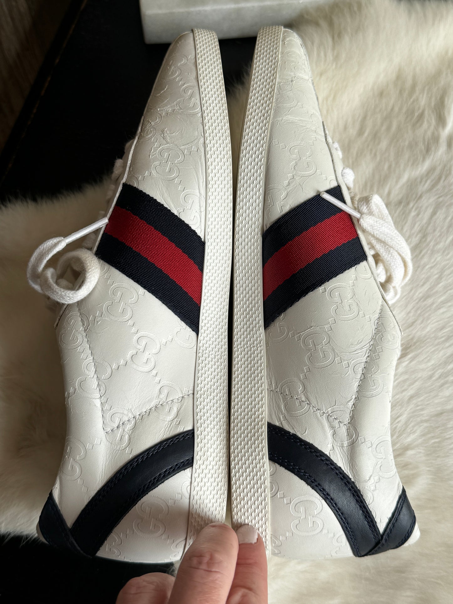 GUCCI White Guccissima Lace Up Sneakers 35.5EU