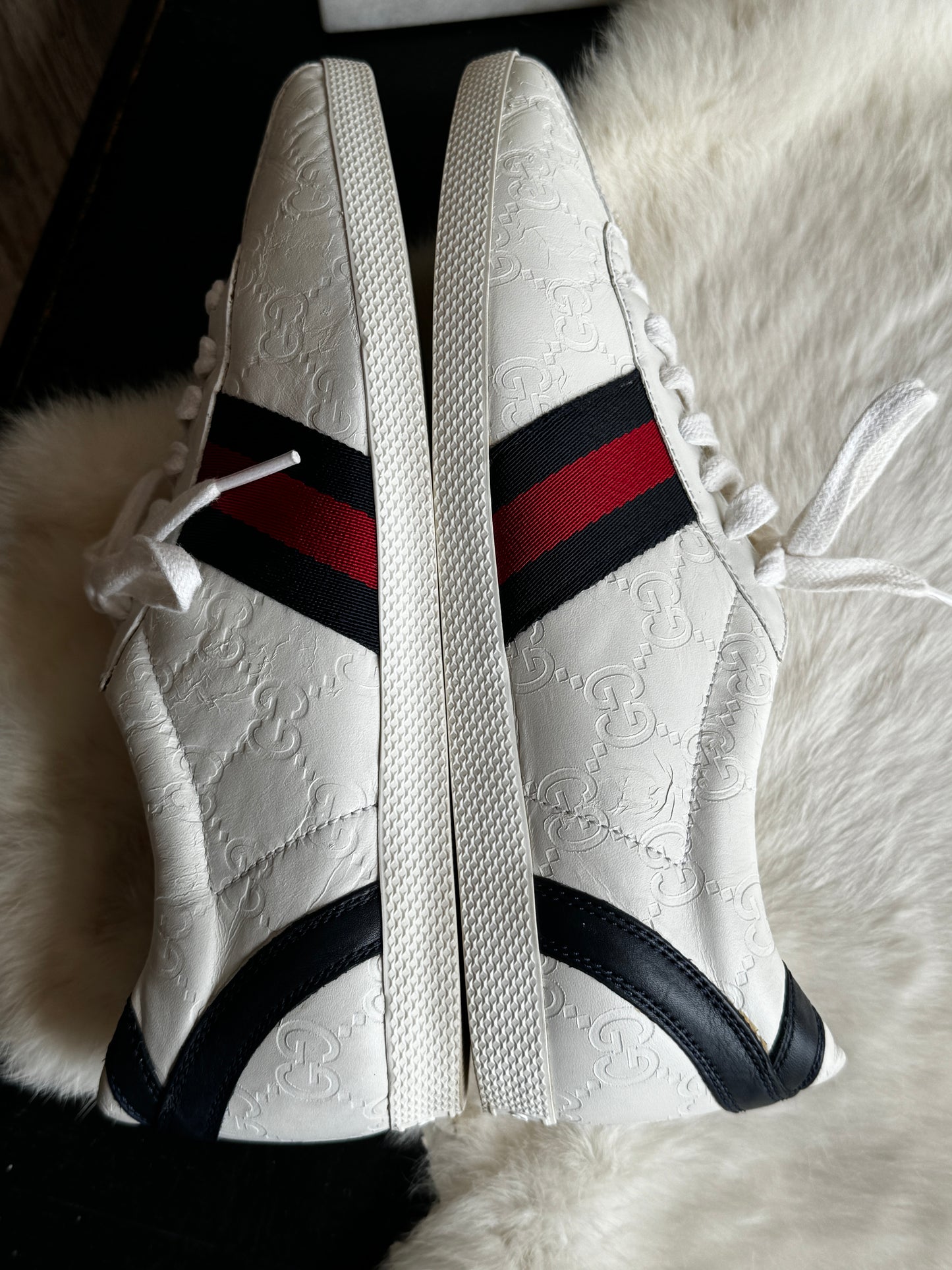 GUCCI White Guccissima Lace Up Sneakers 35.5EU