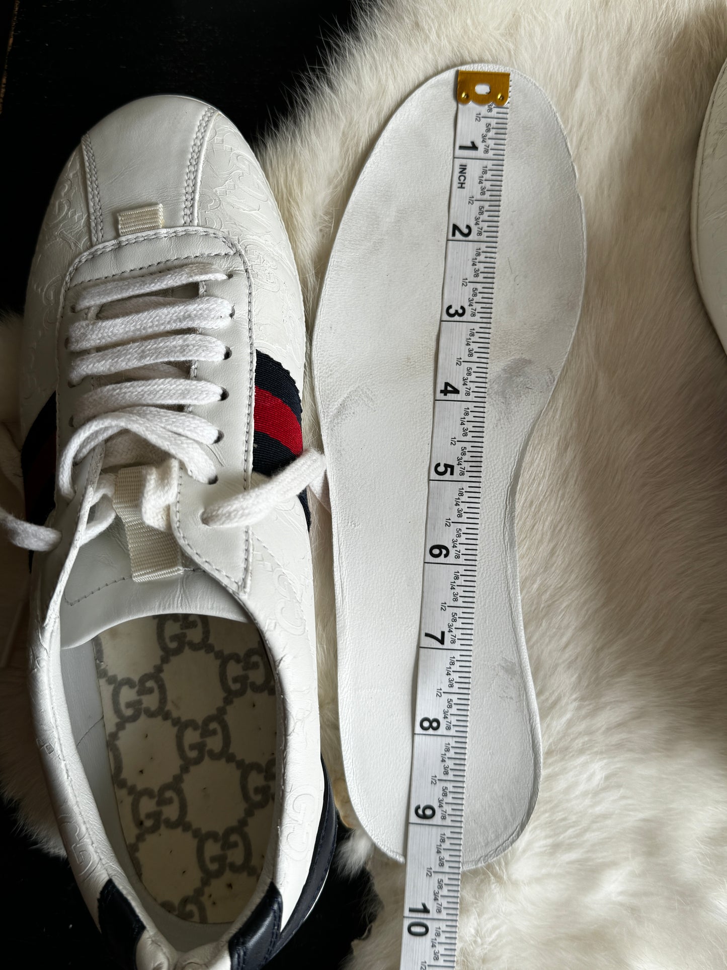 GUCCI White Guccissima Lace Up Sneakers 35.5EU