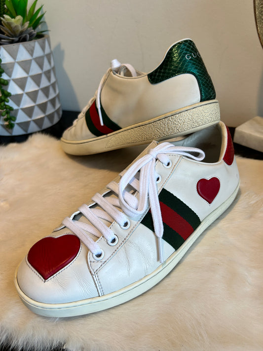 GUCCI Ace Hearts Sneakers Women's 38.5eu