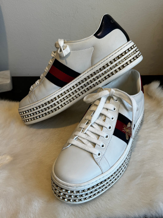 GUCCI Ace Bee Rhinestone Platforms Size 36.5EU