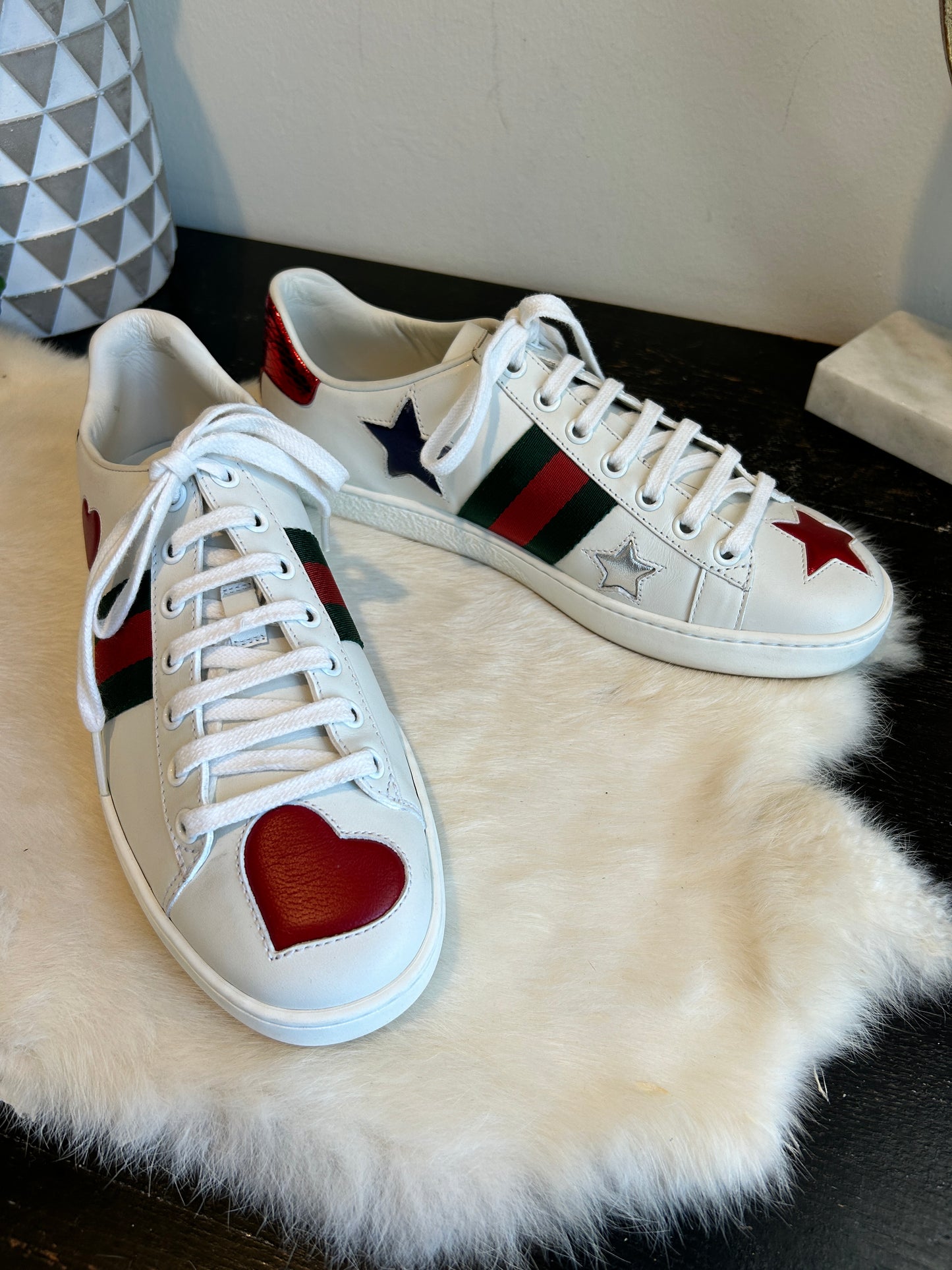 GUCCI Ace Stars & Hearts Sneakers Women's 36.5