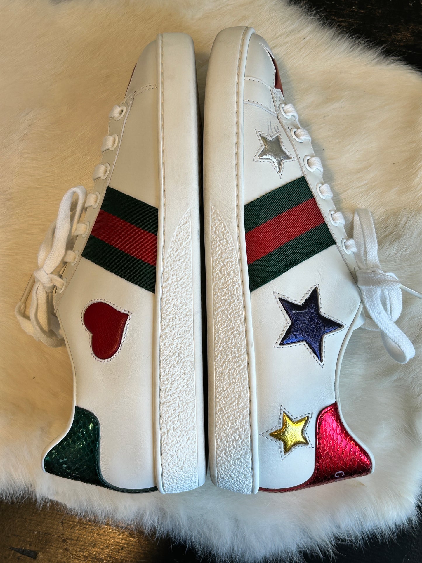 GUCCI Ace Stars & Hearts Sneakers Women's 36.5