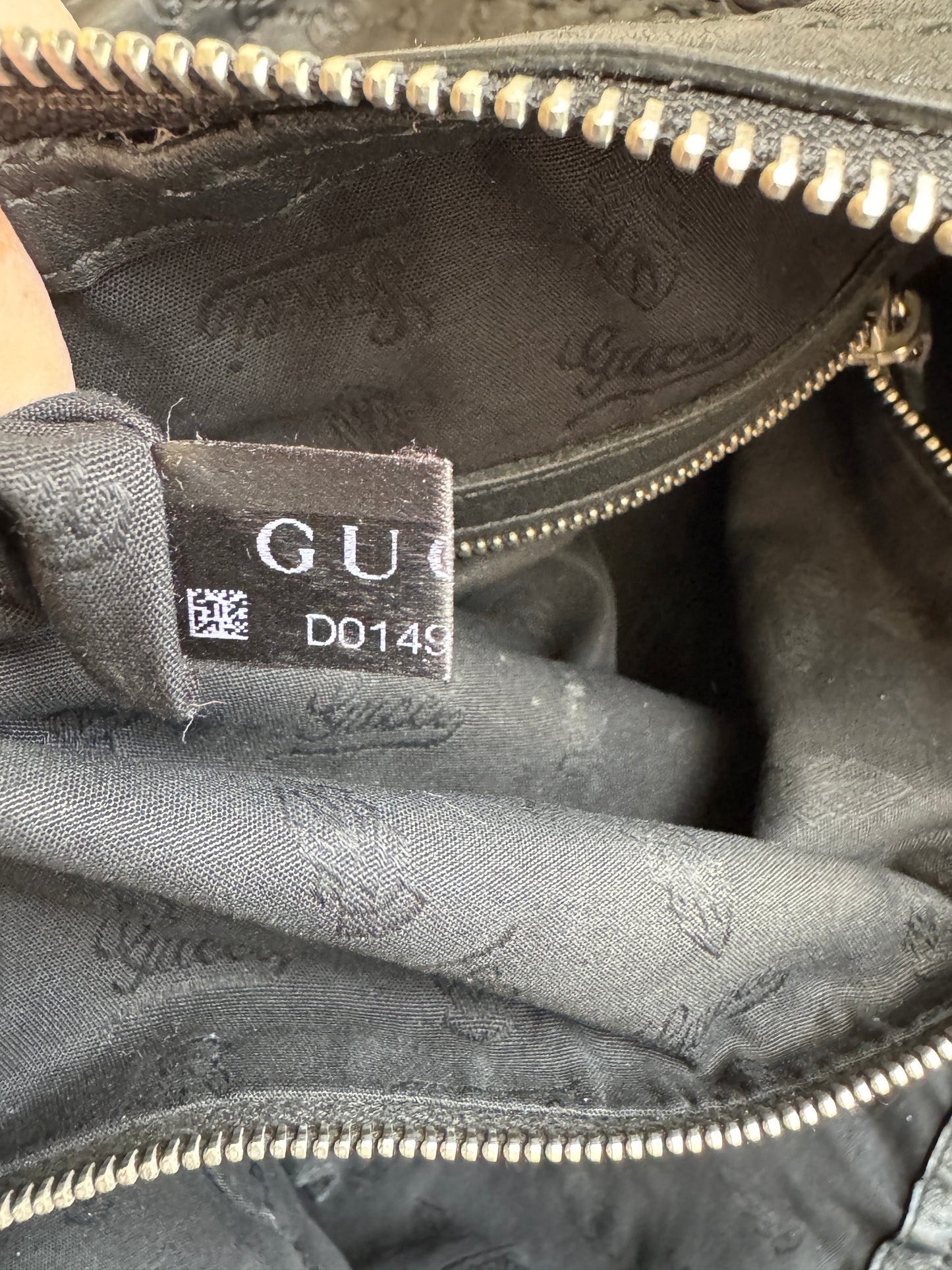 GUCCI Large Guccissima Signature Black Twins Leather Hobo